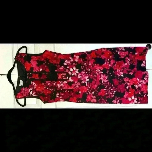 London Times black, red, pink flowery dress, size 10. - Picture 4 of 4